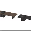Modern Tea Table and Chairs with Textured Base and Brown Black Table Tops