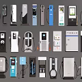 Public Electric Vehicle Charging Stations With Various Modern Designs And Different Brands