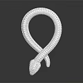 White Textured Coiled Reptile Shaped 3D Model With Reflection On Black Surface 3d model