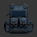 Tactical Weapon Vest Blue Camouflage Design With Multiple Pockets And Straps 3d model