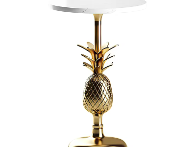 Elegant Modern Side Table With Gold Pineapple Base And White Marble Top 3d model