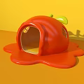 Cute Red Tomato Shaped Photo Spot With Dripping Base And Yellow Background
