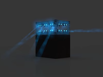 Outdoor Black Cube Blue Lights With Bright Beam Effect For Garden Path Illumination 3d model
