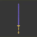 Purple Crystal Sword with Golden Hilt and Shiny Blade Fantasy Weapon Design