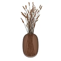 Stylish Transparent Glass Vases With Brown Dried Flowers For Home Decor