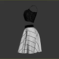 Women's Fashion Clothing Set With Black Sleeveless Top And White Geometric Pattern Skirt