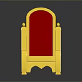 Royal Golden Throne With Red Seat And Intricate Golden Decorations