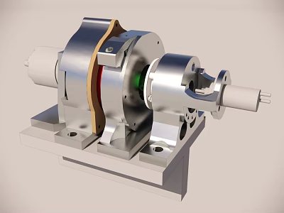Industrial Mechanical Device With Metal Housing Green Indicator And Base Structure 3d model