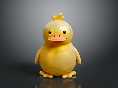 Cute Yellow Duck Figurine With Orange Beak And Small Feet Design 3d model