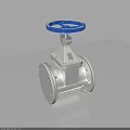 Heavy Duty Industrial Valve With Blue Handwheel And Metal Flange Body