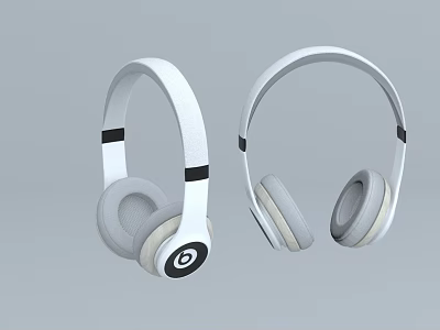 Pair Of White Over Ear Headphones With Modern Design And Comfortable Ear Pads 3d model