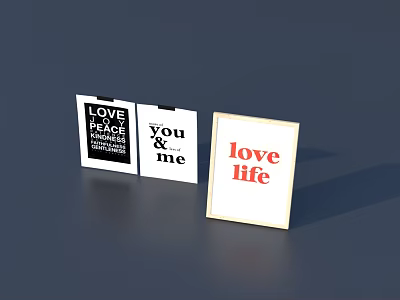 Commercial Message Display Equipment With Love Peace And Happiness Quotes 3d model