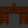 Classic Mahogany Wood Desk With Multiple Drawers And Upper Hutch Design