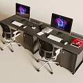 Modern Office Desk and Chair Combination Computer Desk Lifting Rotating Chair Boss Chair Desk Computer 3d model