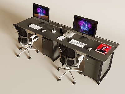 Modern Office Desk and Chair Combination Computer Desk Lifting Rotating Chair Boss Chair Desk Computer 3d model