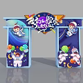 Door Head Aviation Science and Technology Arch Space Cartoon Space Activities Photo Pushcard Paste Meichen Pushcard DP Atmosphere Arrangement 3d model