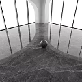 Polished Gray Marble Floor Tiles In Glossy Interior Space With Large Windows 3d model