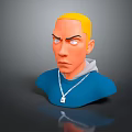 Man With Blonde Hair Blue Eyes Serious Expression In Blue Shirt Gray Hoodie And Necklace