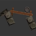 Ancient Building Structure With Stone Pillars Central Frame And Side Stone Slab