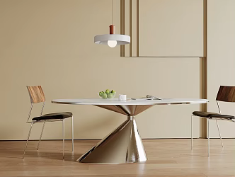 Light Luxury Italian Dining Table and Chair 3d model