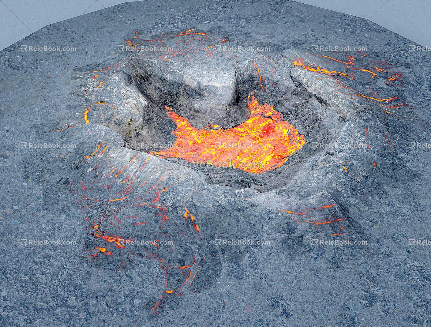 Magma Rock Stone Lava Cave Pit 3d model