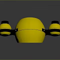 Yellow Electronic Gadget With Round Main Body Multiple White Top Components And Black Accents