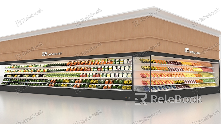 Style Supermarket Large Vegetable and Fruit Freezer Packaging Vegetable and Fruit Vertical Wind Cabinet Combination Display Cold Fresh Package Vegetable and Fruit model