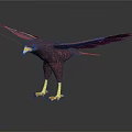 Crimson Eagle Standing With Spread Wings Yellow Talons And Sharp Beak Feature 3d model