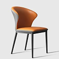 Modern Leisure Chair With Orange And Gray Leather Upholstery And Black Metal Legs