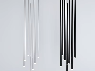 Modern Silver and Black Vertical Strip Chandelier Design for Contemporary Interior Spaces 3d model