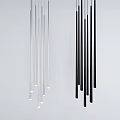 Modern Silver and Black Vertical Strip Chandelier Design for Contemporary Interior Spaces