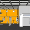 Modern Clothing Store Interior With Orange Walls Mannequin Leather Jacket Camouflage Pants Hanging T-shirts