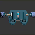 Cartoon Style Blue Robot Game And Movie Character With Antenna Big Eyes And Mechanical Arms