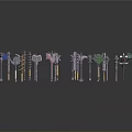 Various Colorful Decorative Weapons With Unique Designs And 3D Model