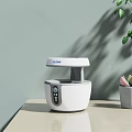 Smart Machine Humidifier White And Gray Modern Compact Design On White Countertop With Speckled Box