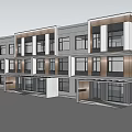 Modern Townhouse Exterior Design With Multiple Units Glass Windows And Greenery Lawn