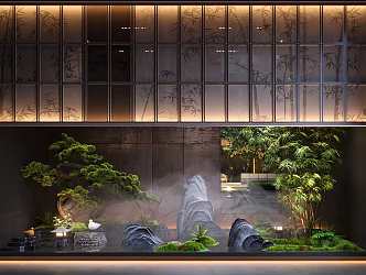 New Chinese Style Indoor Landscape Sits Moss Device Art Moss Plant Heap 3d model