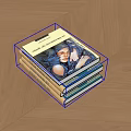Stack of Books with Colorful Illustrated Covers on Wooden Floor Surface