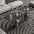 Modern Coffee Table With Glass Top Metal Base Sofa And Decorative Plant Tray Cup