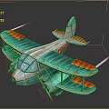 Cosmic Aerospace Biplane Model With Teal Orange Colors And Propeller Design Details