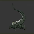 Green Dinosaur Model with Long Tail White Spiky Back Protrusions and Shiny Texture