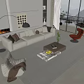 Modern sofa coffee table combination 3d model