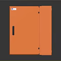 Orange Electrical Distribution Box With Open Door Showing Internal Circuit Breakers And Wiring
