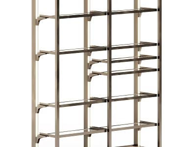 Modern Metal Display Shelf With Sleek Grid Design And Multiple Tiers For Retail Showcase 3d model