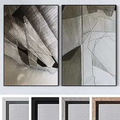 Modern Picture Frames With Abstract Black White Artwork For Wall Decor 3d model