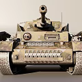 Military Tank With Camouflage Paint And Cannon