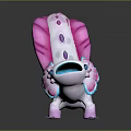 Cute Fantasy Creature With Pink And White Body Large Spotted Tail And Blue Head Features