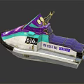 Vibrant Purple Blue And White Jet Ski With 616 Number DIBENAGI Branding And Purple Seat