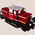 Red Building Block Train Model With White Stripes Black Base And Blue Sky White Clouds 3d model