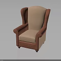 Vintage Style Upholstered Pink And Orange Armchair With Curved Armrests Dark Wooden Legs
